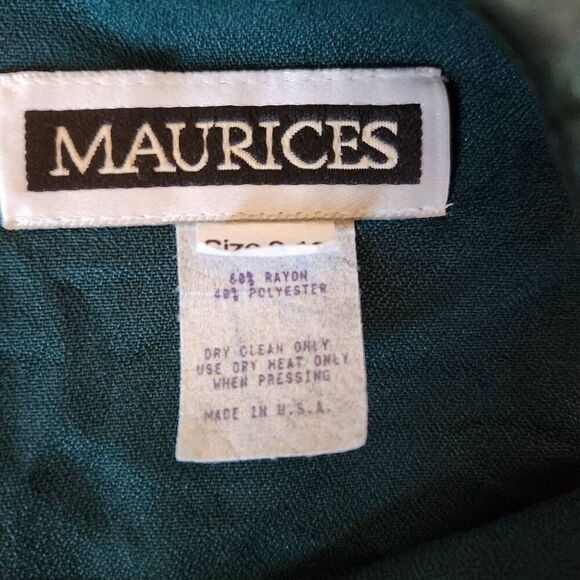Maurice's '90s women's small emerald green back button-up leaf foliage blouse - Picture 4 of 5